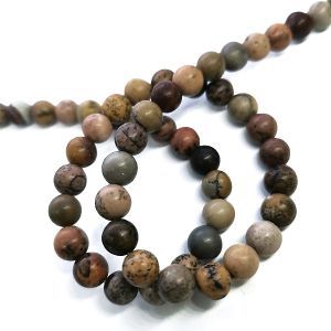 Бусины из камня на нити, 6 мм, коричневые, k-6-52