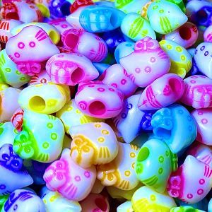 Бусины мордашки котиков, 9 мм, микс