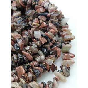 Бусины из камня родохрозит, 80 см, крошка 5*8 мм