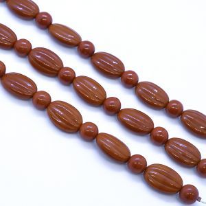 Бусины на нити, круглые+овальные, коричневые