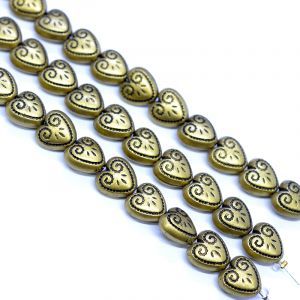 Бусины на нити, сердечки, золотистые