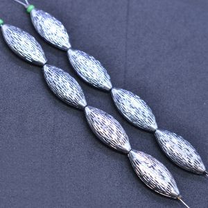 Бусины на нити, длинные, серебряные