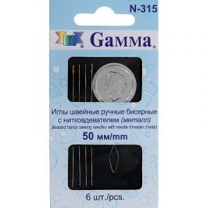 Иглы бисерные "Gamma" N-315, 50 х 0.4 мм 6 шт с нитковдевателем Иглы бисерные "Gamma" N-315, 50 х 0.4 мм 6 шт с нитковдевателем