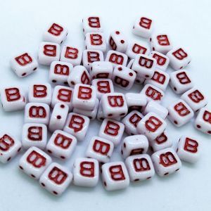 Бусина 2 Holes Square B, цвет красный, 6х6 мм