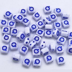 Бусина 2 Holes Square, буква Q, цвет синий, 6х6 мм Бусина 2 Holes Square, буква Q, цвет синий, 6х6 мм