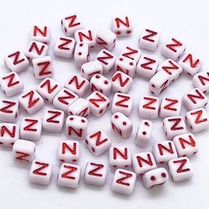 Бусина 2 Holes Square, буква Z, цвет красный, 6х6 мм