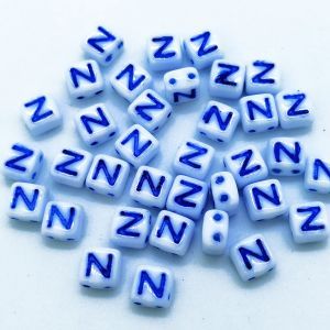 Бусина 2 Holes Square, буква Z, цвет синий, 6х6 мм