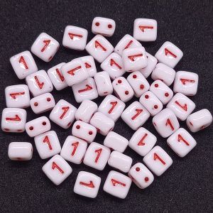 Бусина 2 Holes Square, цифра 1, цвет красный, 6х6 мм Бусина 2 Holes Square, цифра 1, цвет красный, 6х6 мм