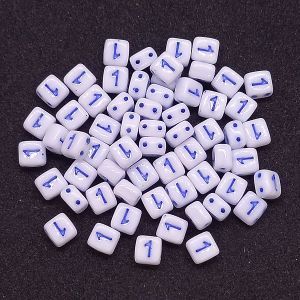 Бусина 2 Holes Square, цифра 1, цвет синий, 6х6 мм Бусина 2 Holes Square, цифра 1, цвет синий, 6х6 мм