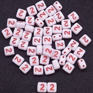 Бусина 2 Holes Square, цифра 2, цвет красный, 6х6 мм Бусина 2 Holes Square, цифра 2, цвет красный, 6х6 мм