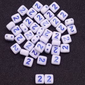 Бусина 2 Holes Square, цифра 2, цвет синий, 6х6 мм Бусина 2 Holes Square, цифра 2, цвет синий, 6х6 мм