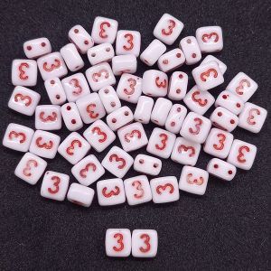 Бусина 2 Holes Square, цифра 3, цвет красный, 6х6 мм Бусина 2 Holes Square, цифра 3, цвет красный, 6х6 мм