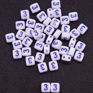 Бусина 2 Holes Square, цифра 3, цвет синий, 6х6 мм Бусина 2 Holes Square, цифра 3, цвет синий, 6х6 мм