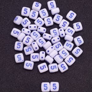 Бусина 2 Holes Square, цифра 5, цвет синий, 6х6 мм Бусина 2 Holes Square, цифра 5, цвет синий, 6х6 мм