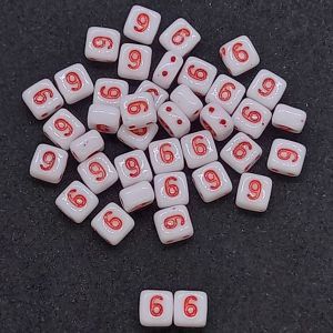 Бусина 2 Holes Square, цифра 6, цвет красный, 6х6 мм Бусина 2 Holes Square, цифра 6, цвет красный, 6х6 мм