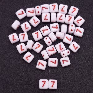Бусина 2 Holes Square, цифра 7, цвет красный, 6х6 мм Бусина 2 Holes Square, цифра 7, цвет красный, 6х6 мм