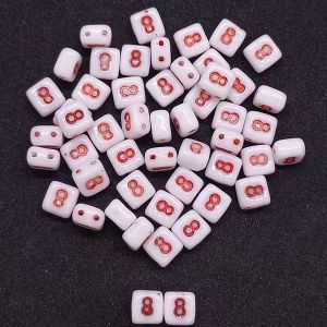 Бусина 2 Holes Square, цифра 8, цвет красный, 6х6 мм Бусина 2 Holes Square, цифра 8, цвет красный, 6х6 мм