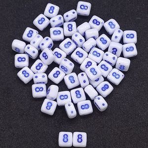 Бусина 2 Holes Square, цифра 8, цвет синий, 6х6 мм Бусина 2 Holes Square, цифра 8, цвет синий, 6х6 мм