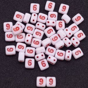 Бусина 2 Holes Square, цифра 9, цвет красный, 6х6 мм Бусина 2 Holes Square, цифра 9, цвет красный, 6х6 мм