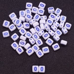 Бусина 2 Holes Square, цифра 0, цвет синий, 6х6 мм Бусина 2 Holes Square, цифра 0, цвет синий, 6х6 мм