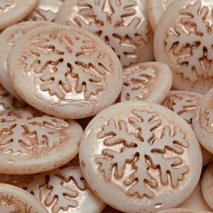 Кабошоны круглые со снежинкой, цвет кремовый, матовые Кабошоны круглые со снежинкой, цвет кремовый, матовые