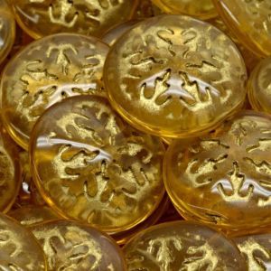 Кабошоны круглые со снежинкой, цвет жёлто-золотистый Кабошоны круглые со снежинкой, цвет жёлто-золотистый