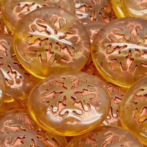 Кабошоны круглые со снежинкой, цвет жёлто-медный Кабошоны круглые со снежинкой, цвет жёлто-медный