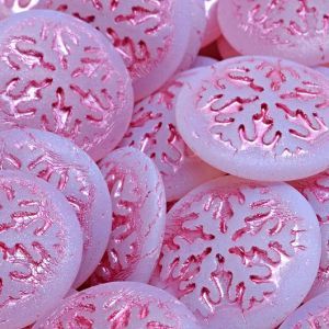 Кабошоны круглые со снежинкой, цвет розовый, матовые Кабошоны круглые со снежинкой, цвет розовый, матовые