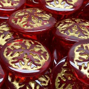 Кабошоны круглые со снежинкой, цвет тёмно-красный с золотом Кабошоны круглые со снежинкой, цвет тёмно-красный с золотом
