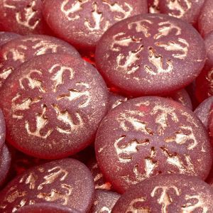 Кабошоны круглые со снежинкой, цвет красный с золотом, матовые Кабошоны круглые со снежинкой, цвет красный с золотом, матовые