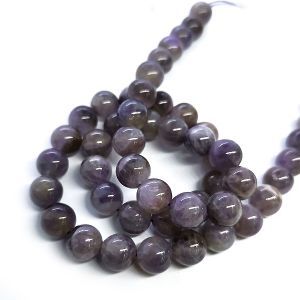 Бусины из камня на нити, 8 мм, дымчато-сиреневые, k-8-49