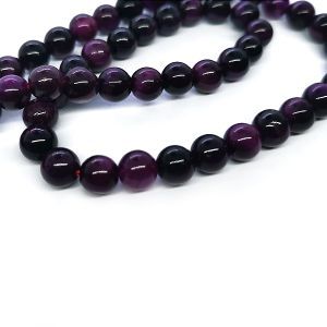 Бусины из камня на нити, 6 мм, чёрно-фиолетовые, k-6-10