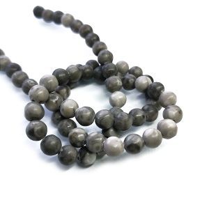 Бусины из камня на нити, 6 мм, серые, k-6-24