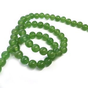 Бусины из камня на нити, 6 мм, зелёные, k-6-60