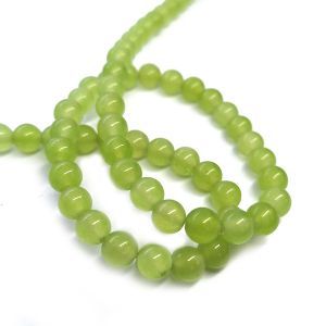 Бусины из камня на нити, 6 мм, зелёные, k-6-65