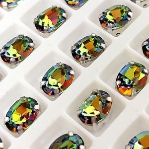 Страз в цапе 3022-136, овал, 6х8 мм, Crystal Vitrail Medium