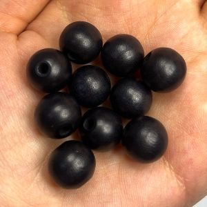 Бусины деревянные круглые, чёрные, 12 мм