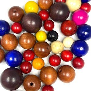 Бусины деревянные, круглые, микс 3, цветной