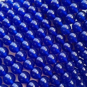 Бусины из камня на нити 8 мм, синий, Dyed Color High Quality Chalcedony
