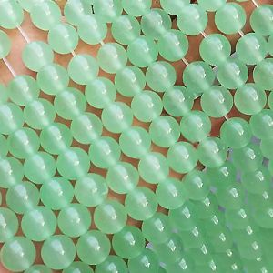 Бусины из камня на нити 8 мм, светло-зелёный, Dyed Color High Quality Chalcedony