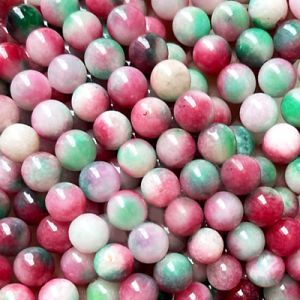 Бусины из камня на нити 4 мм, розово-бирюзовый микс