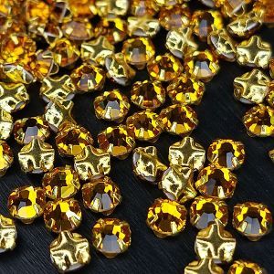 Шатоны Preciosa Chaton Rose MAXIMA, Topaz 10070z, ss16 в золотом цапе