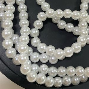 Бусины жемчужные на нити, 5 мм, белые