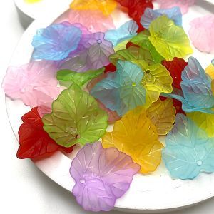 Бусины листочки матовые, 24 мм, микс