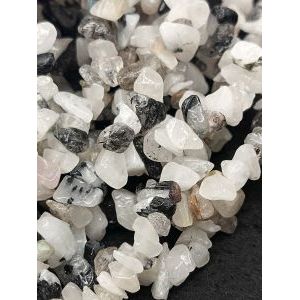 Бусины крошка из волосяного кварца, 80 см, крошка 5*8 мм