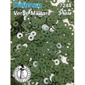 Пайетки плоские 7244, Verde Militare 3 мм