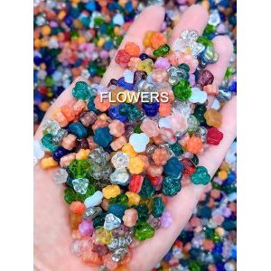 Бусины для рукоделия стеклянные, набор  FLOWERS, микс, 50 г