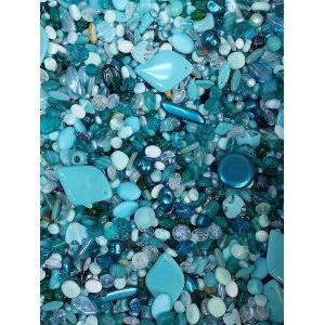 Бусины для рукоделия стеклянные, набор  SEA-GREEN, бирюзовый, 50 г