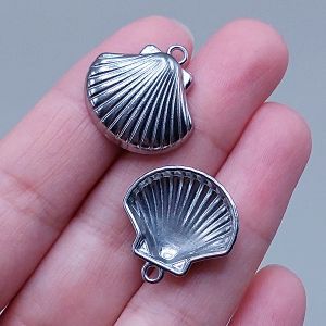Подвеска Ракушка, 21х20,5 мм, серебро