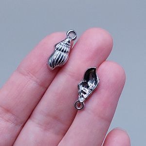 Подвеска Ракушка, 18,5х7,5 мм, серебро